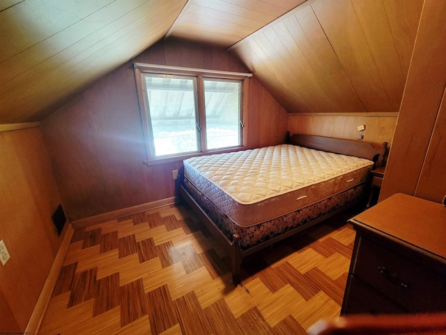 704 S Stewart St, Shinnston, WV 26431 - bedroom with lofted ceiling and wooden walls