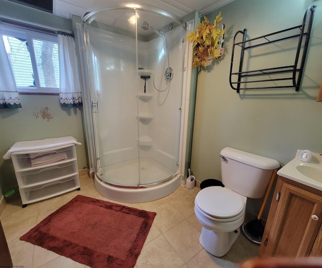 704 S Stewart St, Shinnston, WV 26431 - bathroom with a shower stall, tile patterned flooring, and vanity