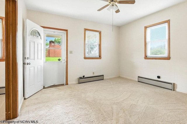 2300 Pride Ave, Clarksburg, WV 26301 - foyer entrance with a baseboard heating unit, carpet flooring, and ceiling fan