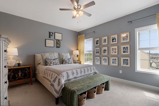 211 Berkshire Cir, Bridgeport, WV 26330 - bedroom featuring carpet flooring, multiple windows, and a ceiling fan