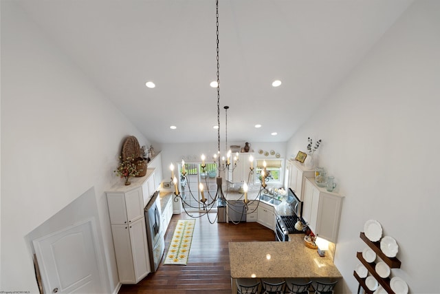 211 Berkshire Cir, Bridgeport, WV 26330 - living area featuring dark wood finished floors, recessed lighting, and a chandelier