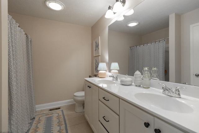 211 Berkshire Cir, Bridgeport, WV 26330 - full bath featuring double vanity, tile patterned floors, and a shower with shower curtain