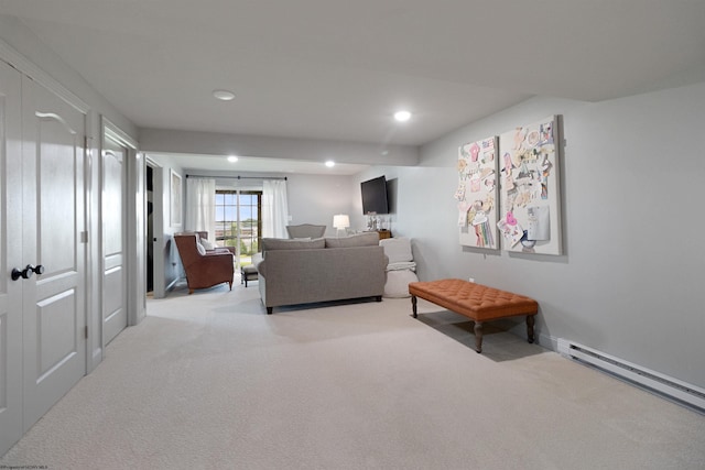 211 Berkshire Cir, Bridgeport, WV 26330 - living room featuring carpet floors, recessed lighting, and a baseboard heating unit