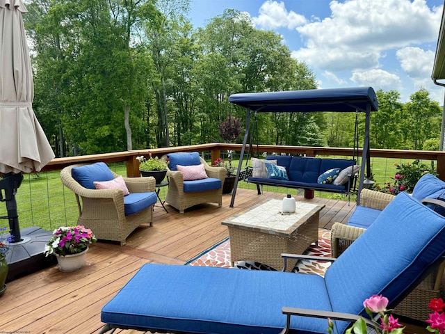 114 Snowy Ridge Rd, Terra Alta, WV 26764 - wooden terrace with outdoor lounge area