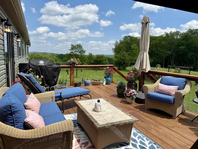 114 Snowy Ridge Rd, Terra Alta, WV 26764 - deck featuring area for grilling and an outdoor living space