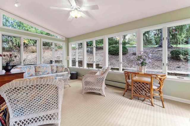 1348 Anderson Ave, Morgantown, WV 26505 - sunroom / solarium featuring carpet floors, vaulted ceiling, and baseboard heating