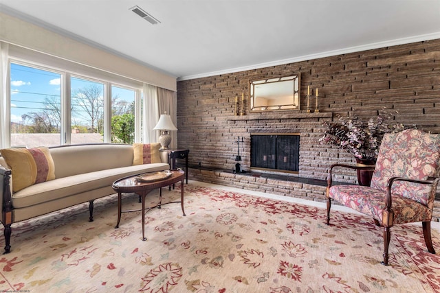 1348 Anderson Ave, Morgantown, WV 26505 - living area with a fireplace and ornamental molding