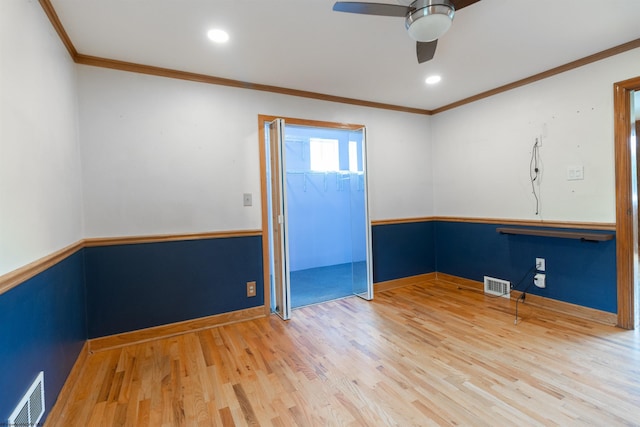 42 Crummitt Ln, Clarksburg, WV 26301 - spare room featuring ornamental molding, wood finished floors, a ceiling fan, and recessed lighting