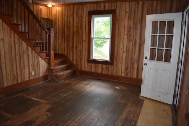 132 Racine St, Morgantown, WV 26505 - foyer entrance with stairs and wood walls