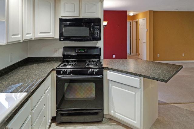 6 Sorrel Ct, Terra Alta, WV 26764 - kitchen featuring black appliances, a peninsula, white cabinets, and dark countertops