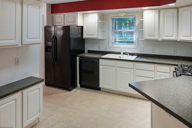 6 Sorrel Ct, Terra Alta, WV 26764 - kitchen featuring black appliances, open shelves, white cabinetry, and dark countertops