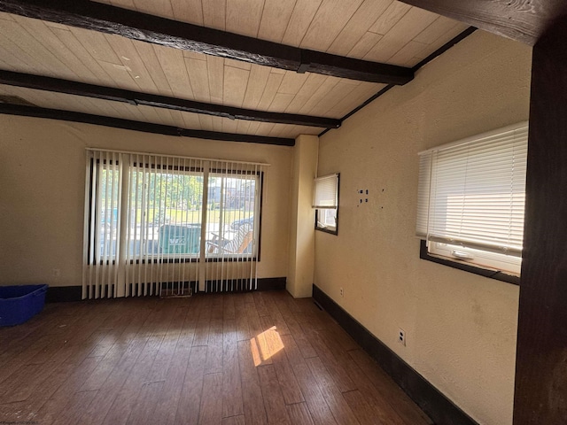113 Buckhannon Ave, Clarksburg, WV 26301 - spare room with hardwood / wood-style flooring and a wooden ceiling with exposed beams