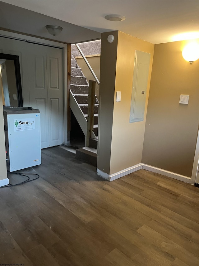 1998 Lake Floyd Cir, Bristol, WV 26426 - staircase with electric panel and wood finished floors