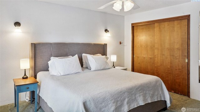 863 S Meadowlark Ln, Othello, WA 99344 - carpeted bedroom with a ceiling fan and a closet