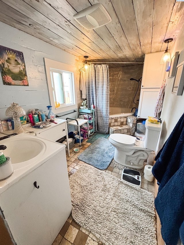 307 G St, Endicott, WA 99125 - full bath with vanity, wood ceiling, and tiled shower / bath