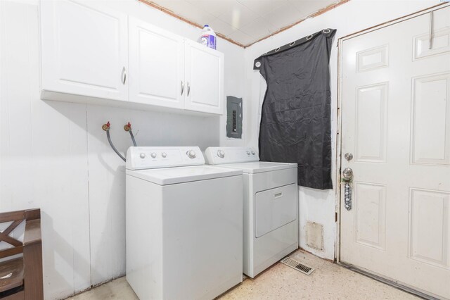 208 E 2nd, La Crosse, WA 99143 - laundry area with separate washer and dryer, cabinet space, and electric panel