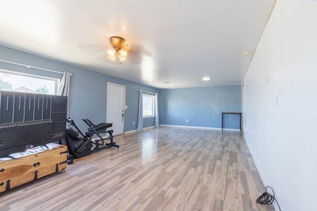 208 E 2nd, La Crosse, WA 99143 - living room with plenty of natural light, wood finished floors, and a ceiling fan