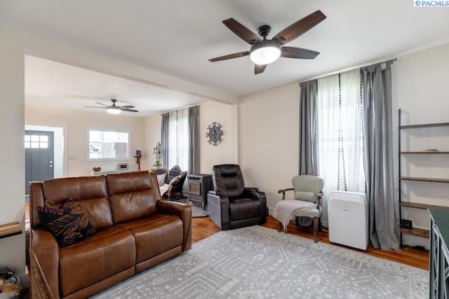 501 W California St, Garfield, WA 99130 - living room with ceiling fan and wood finished floors