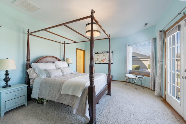 bedroom featuring carpet and visible vents