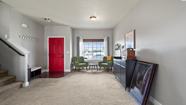 5801 Thistledown Dr, Pasco, WA 99301 - foyer entrance featuring carpet floors, stairway, and baseboards