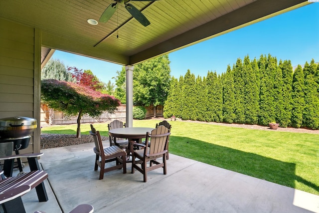 6117 Dorchester Ct, Pasco, WA 99301 - view of patio with outdoor dining space and a ceiling fan