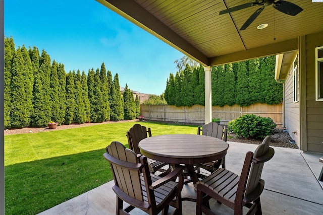 6117 Dorchester Ct, Pasco, WA 99301 - view of patio / terrace with ceiling fan and outdoor dining space