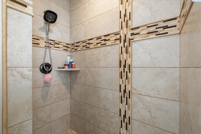 bathroom view of a tile shower