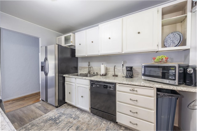 2017 Everest Ave, Richland, WA 99354 - kitchen featuring appliances with stainless steel finishes, light wood-style floors, white cabinetry, and open shelves