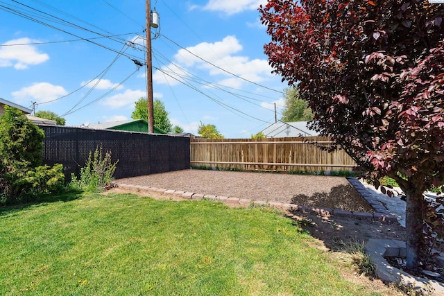 view of yard with a fenced backyard