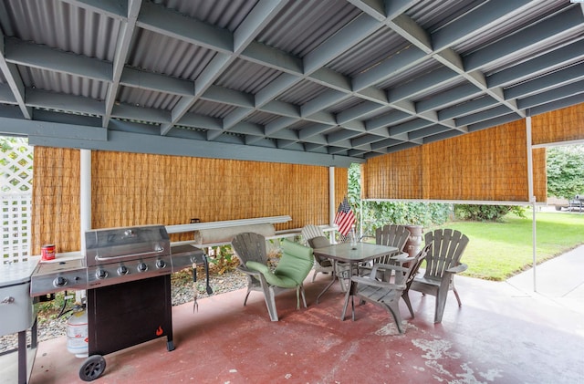 view of patio / terrace featuring a grill