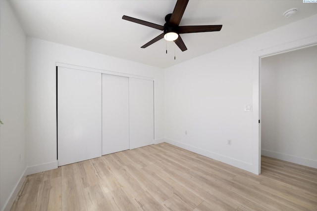 326 Casi Ct, Prosser, WA 99350 - unfurnished bedroom featuring light wood-type flooring, a closet, a ceiling fan, and baseboards