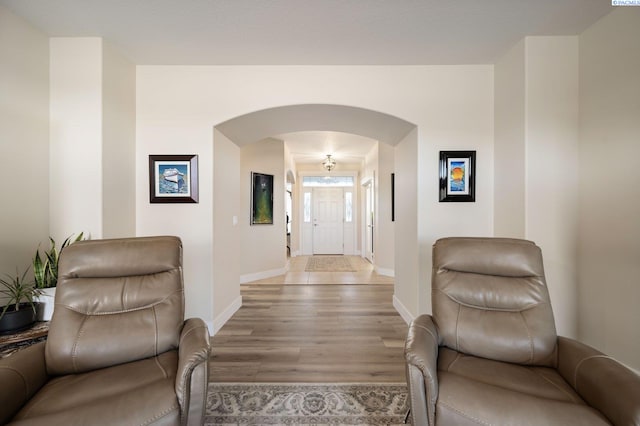 foyer with light hardwood / wood-style flooring