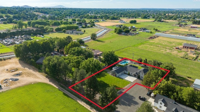 bird's eye view with a rural view