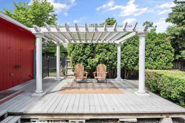 2714 W John Day Ave, Kennewick, WA 99336 - wooden deck with fence and a pergola