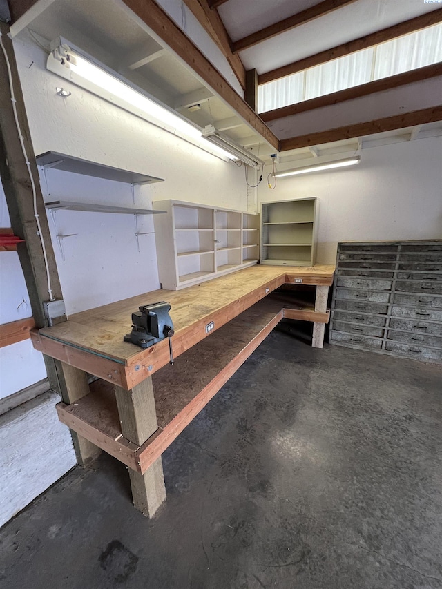 225 W Alder St, Palouse, WA 99161 - miscellaneous room with a workshop area and unfinished concrete floors