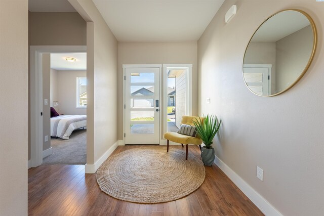 interior space with hardwood / wood-style floors