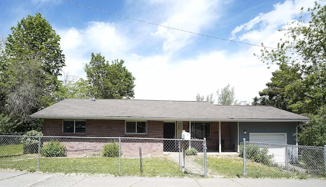 ranch-style home featuring a garage