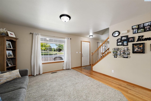 2302 W 31st Ave, Kennewick, WA 99337 - living room with stairs, baseboards, and wood finished floors