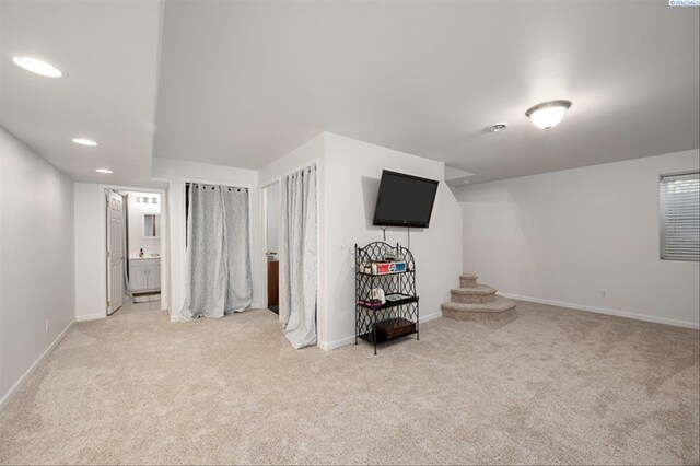 2302 W 31st Ave, Kennewick, WA 99337 - basement featuring carpet flooring, recessed lighting, baseboards, and stairway