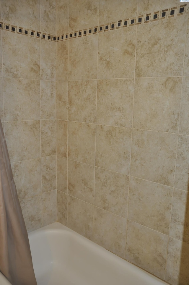 interior details featuring shower / bath combo