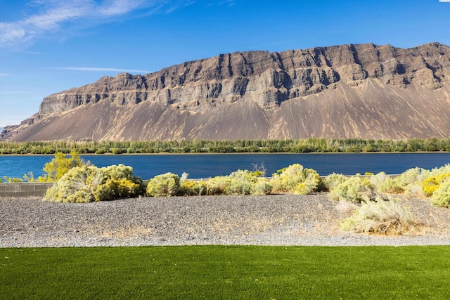 view of mountain feature with a water view