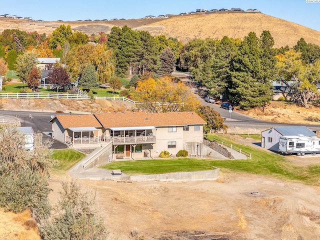 aerial view with a mountain view