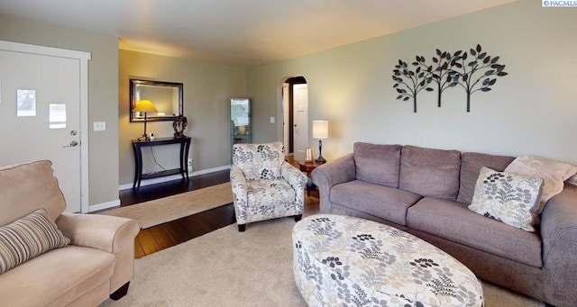 living room featuring light hardwood / wood-style flooring