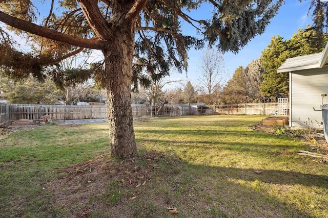 view of yard featuring a fenced backyard