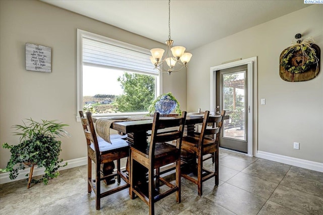 87021 Summit View Dr, Kennewick, WA 99338 - dining room featuring healthy amount of natural light, a chandelier, and baseboards
