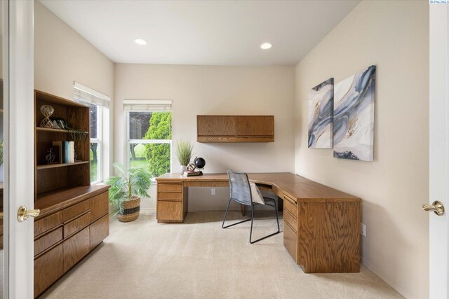 1209 W Canyon Lakes Dr, Kennewick, WA 99337 - home office with light carpet and recessed lighting
