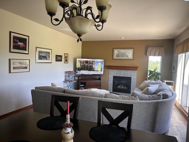 3405 S Johnson St, Kennewick, WA 99337 - living area with a tile fireplace and wood finished floors