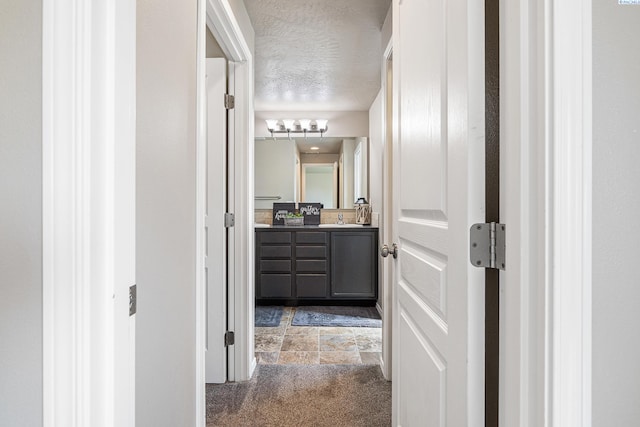 3313 Aqueduct Ln, Pasco, WA 99301 - hallway with a sink, carpet flooring, and a textured ceiling
