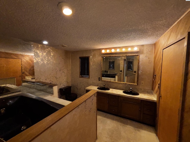 1630 NE Gaines Rd, Pullman, WA 99163 - bathroom with a sink, a textured ceiling, and recessed lighting