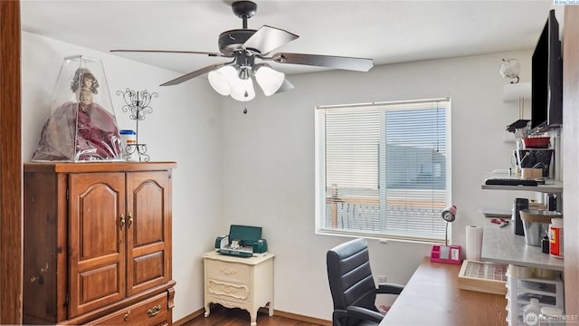 235 E Lilac Pl, Othello, WA 99344 - office featuring ceiling fan and wood finished floors